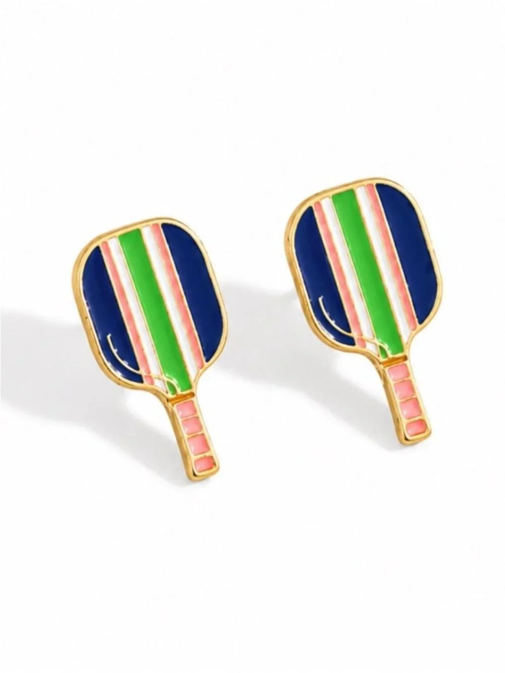 New! Preppy Striped Pickleball Post Earrings NWOT 2012